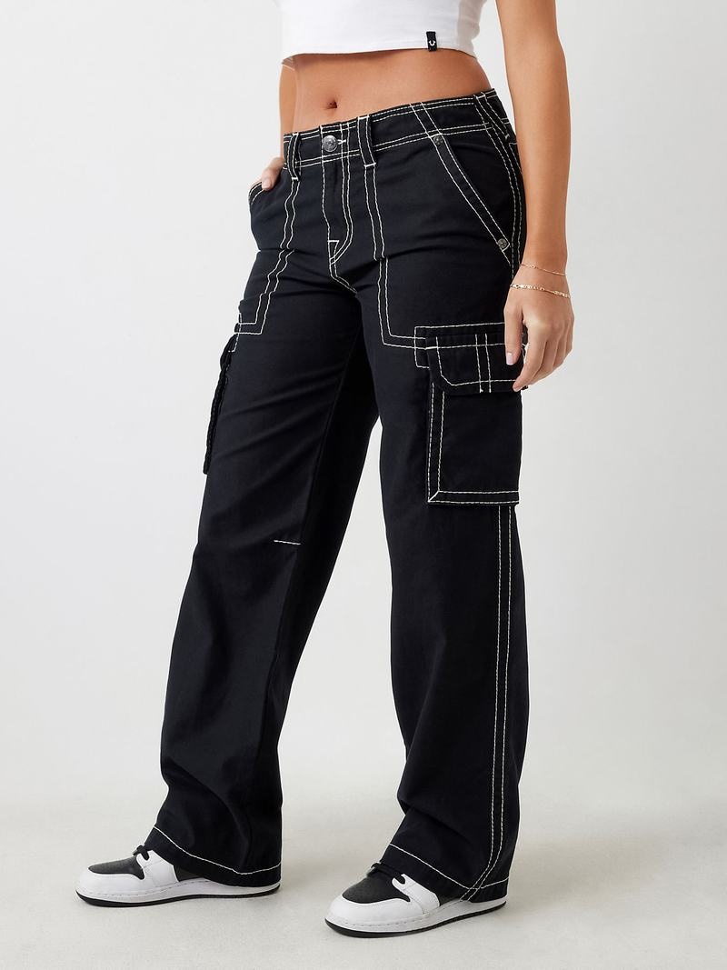 True Religion Big T Cargohose Damen Schwarz | 59147DMYB