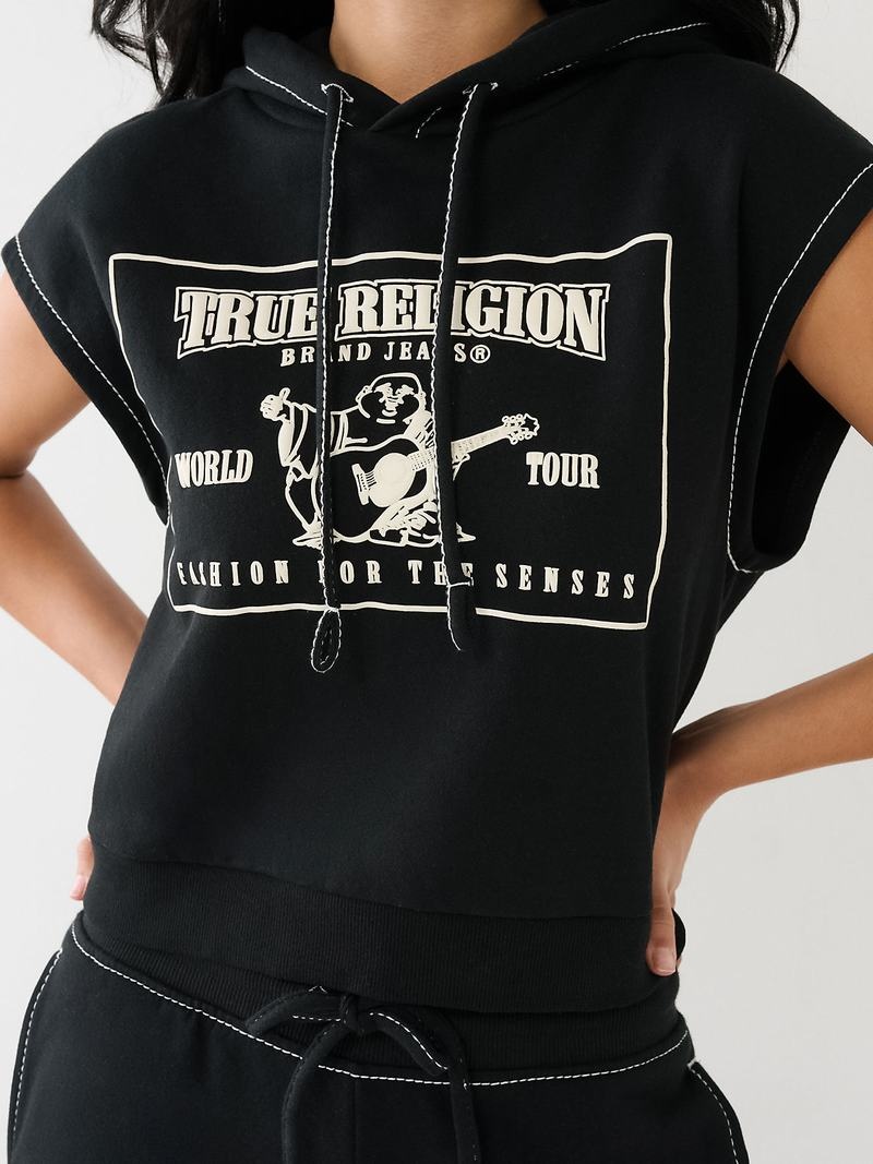 True Religion Big T Mit Kapuze Popover Oberteile Damen Schwarz | 29503COGI