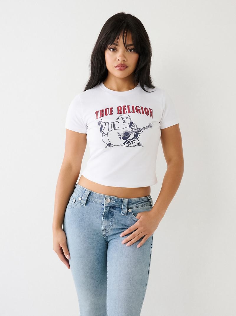 True Religion Buddha Baby T-Shirts Damen Weiß | 68790GYNW