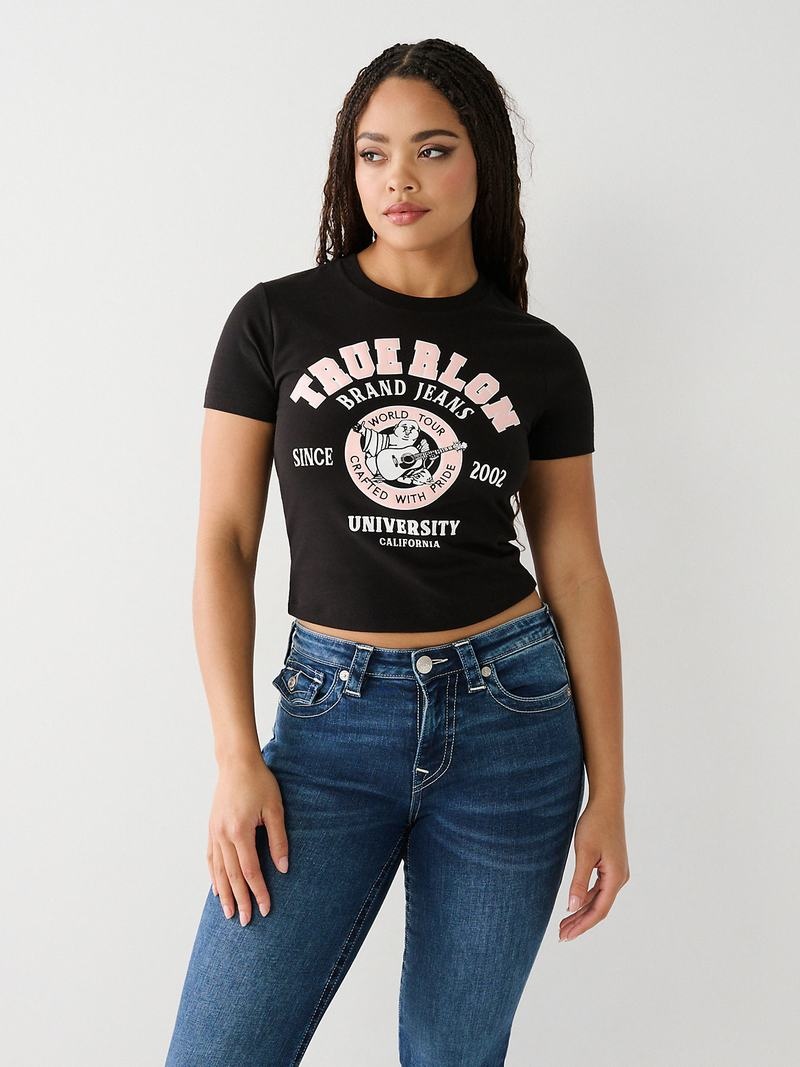 True Religion Buddha Baby T-Shirts Damen Schwarz | 89640SHGI