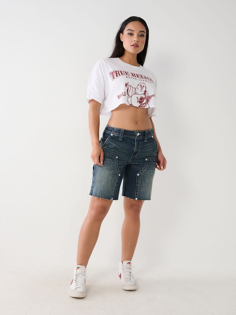 True Religion Buddha Crop T-Shirts Damen Weiß | 40162KTYF