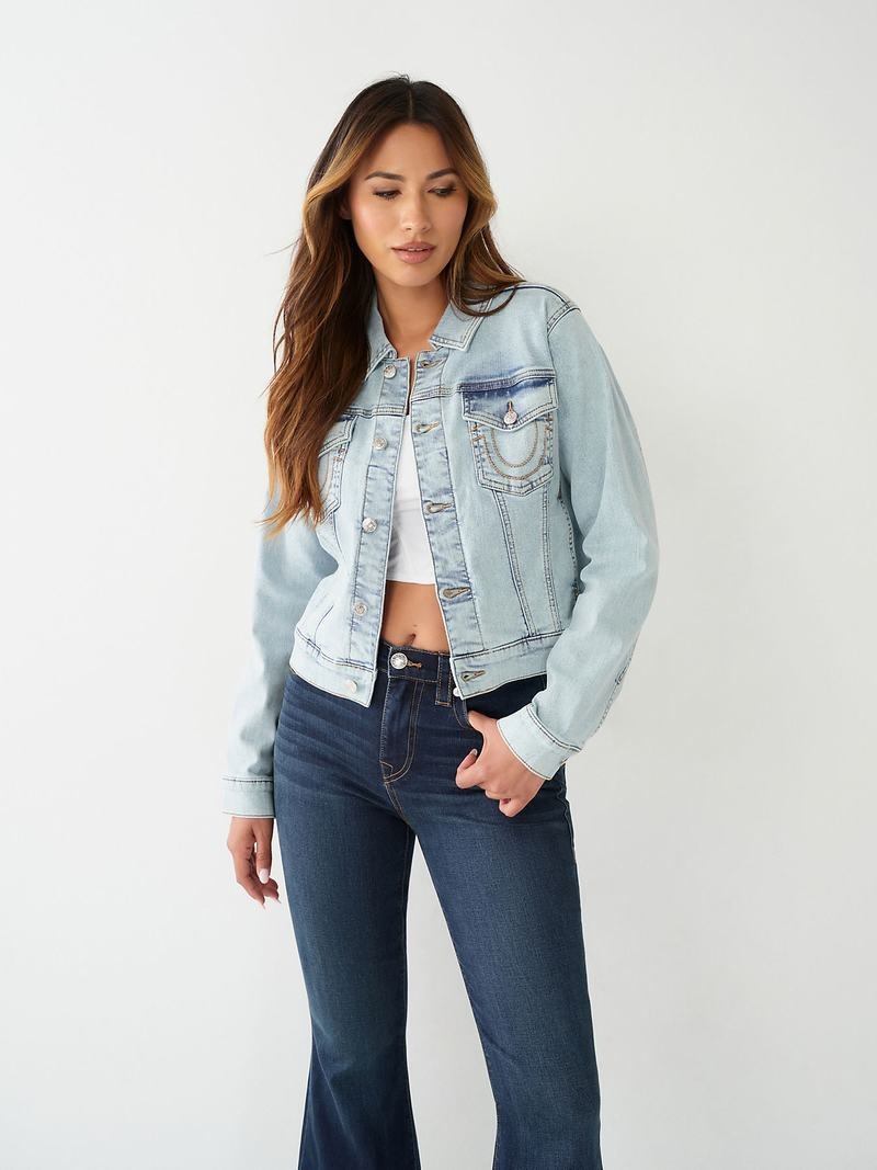 True Religion Buddha Denim Jeansjacke Damen Weiß | 07485LFRA