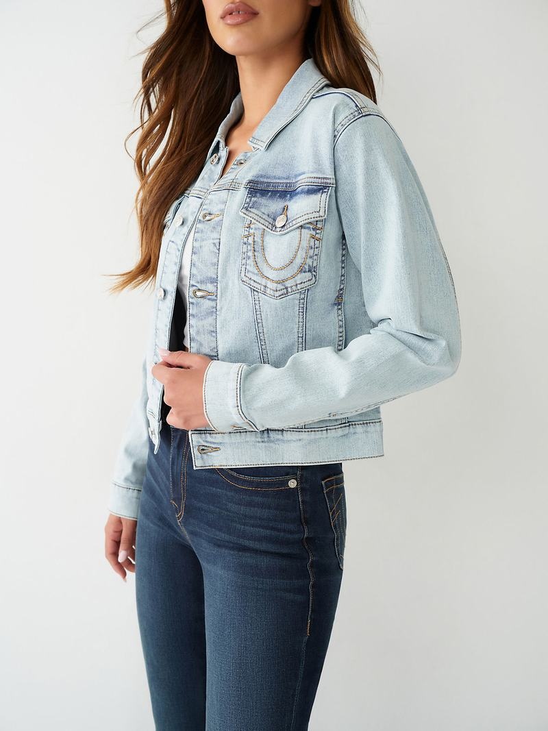 True Religion Buddha Denim Jeansjacke Damen Weiß | 07485LFRA