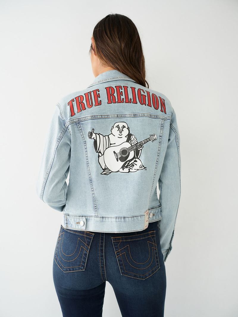 True Religion Buddha Denim Jeansjacke Damen Weiß | 07485LFRA