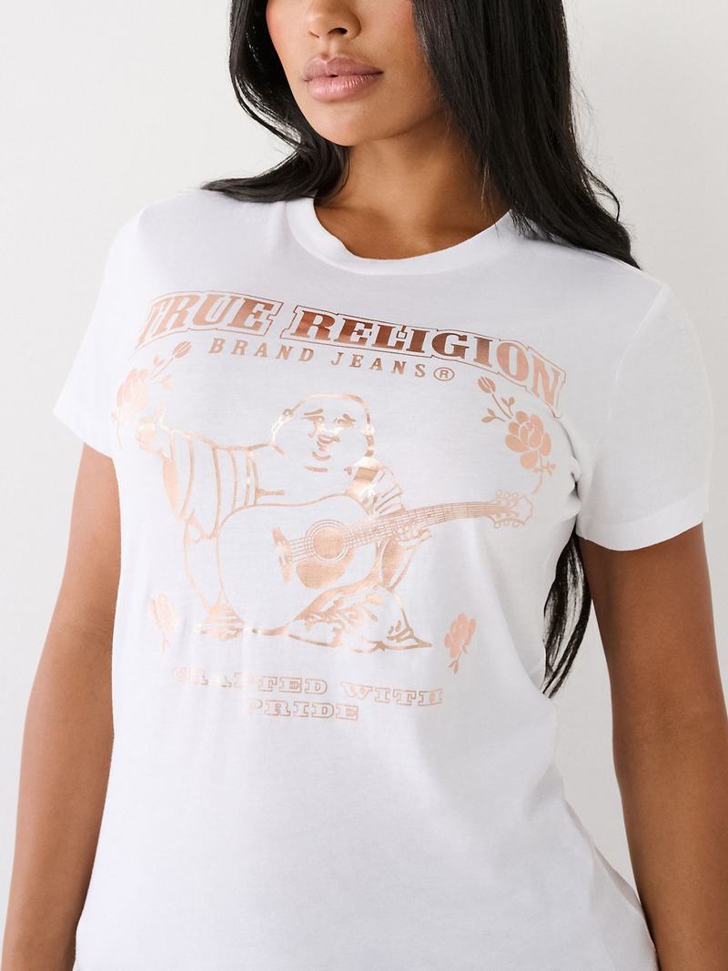 True Religion Buddha Logo T-Shirts Damen Weiß | 01532UGYB