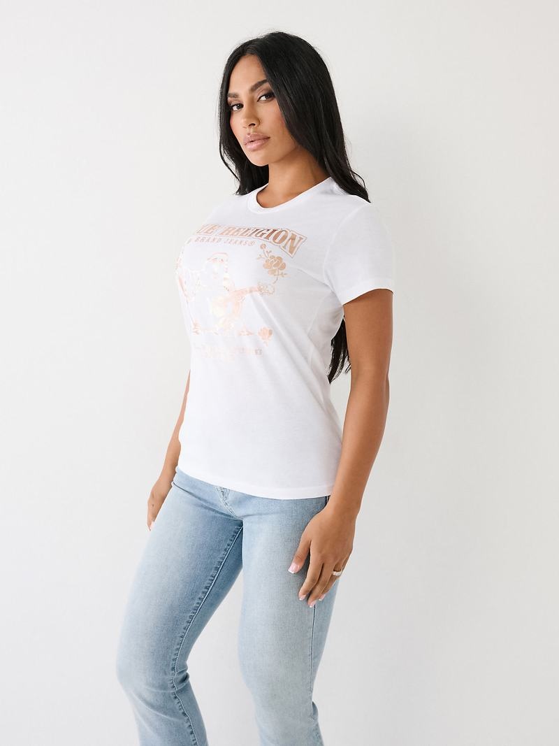 True Religion Buddha Logo T-Shirts Damen Weiß | 01532UGYB