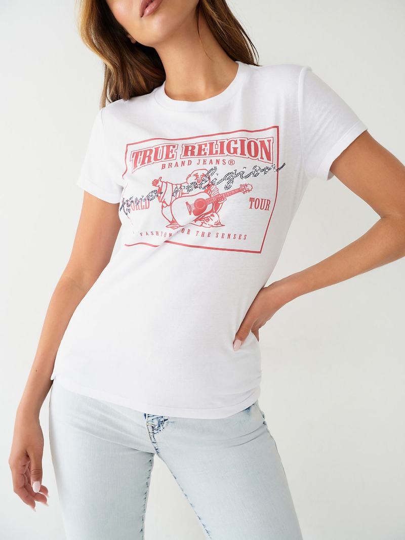 True Religion Buddha Logo T-Shirts Damen Weiß | 07624ZOPA