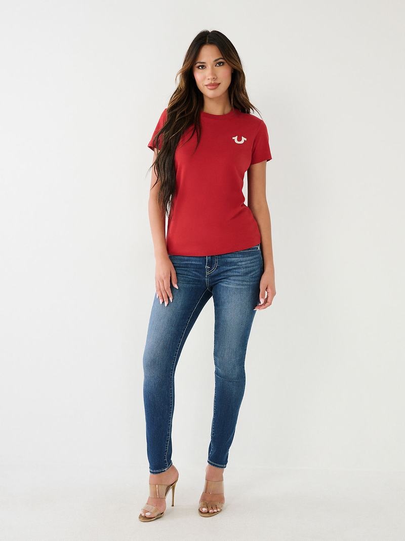 True Religion Buddha Logo T-Shirts Damen Rot | 29168ANYF