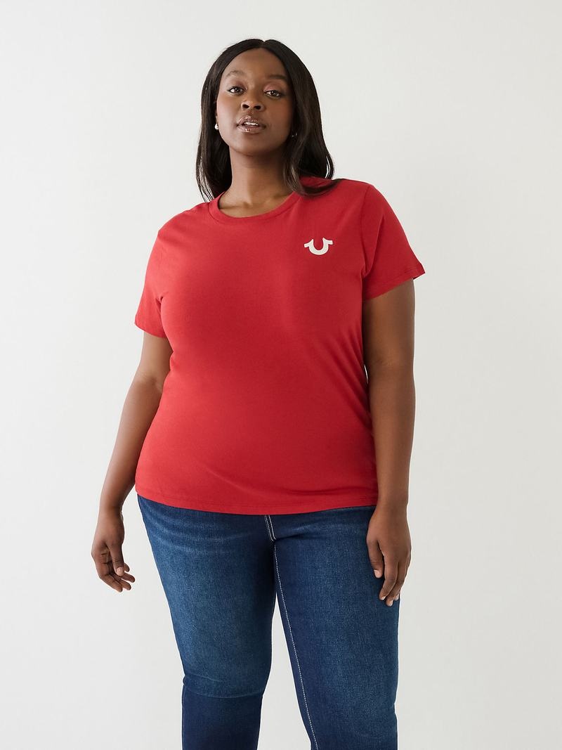 True Religion Buddha Logo T-Shirts Damen Rot | 29168ANYF