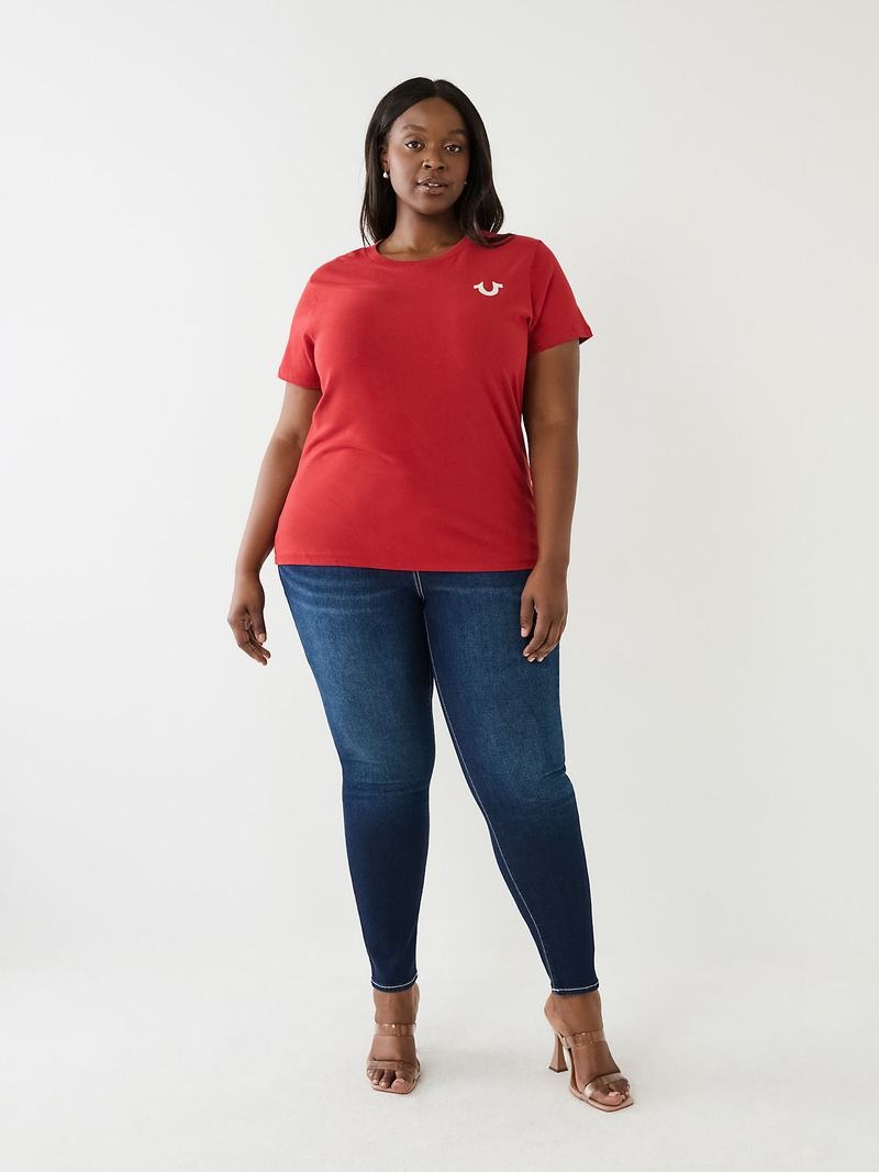 True Religion Buddha Logo T-Shirts Damen Rot | 29168ANYF