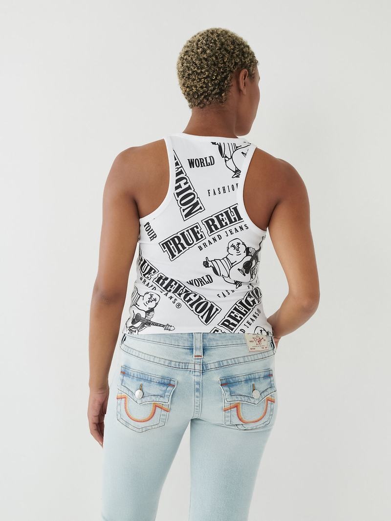 True Religion Buddha Logo Tanktop Damen Weiß | 84926JVXC