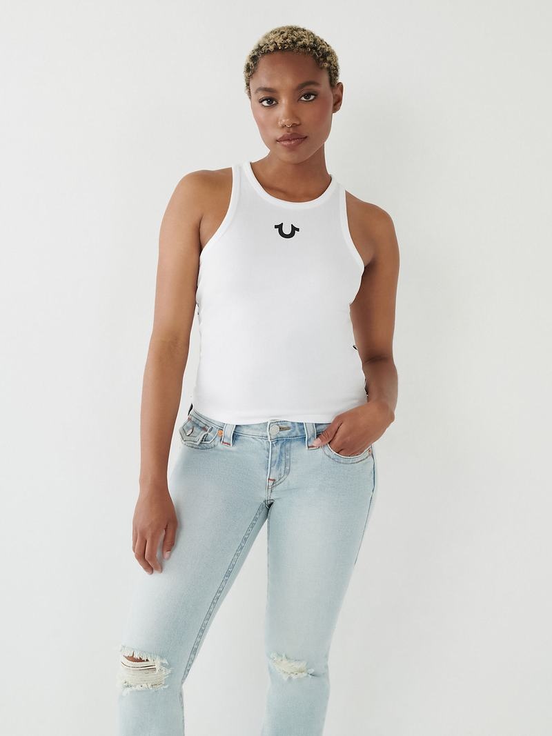 True Religion Buddha Logo Tanktop Damen Weiß | 84926JVXC