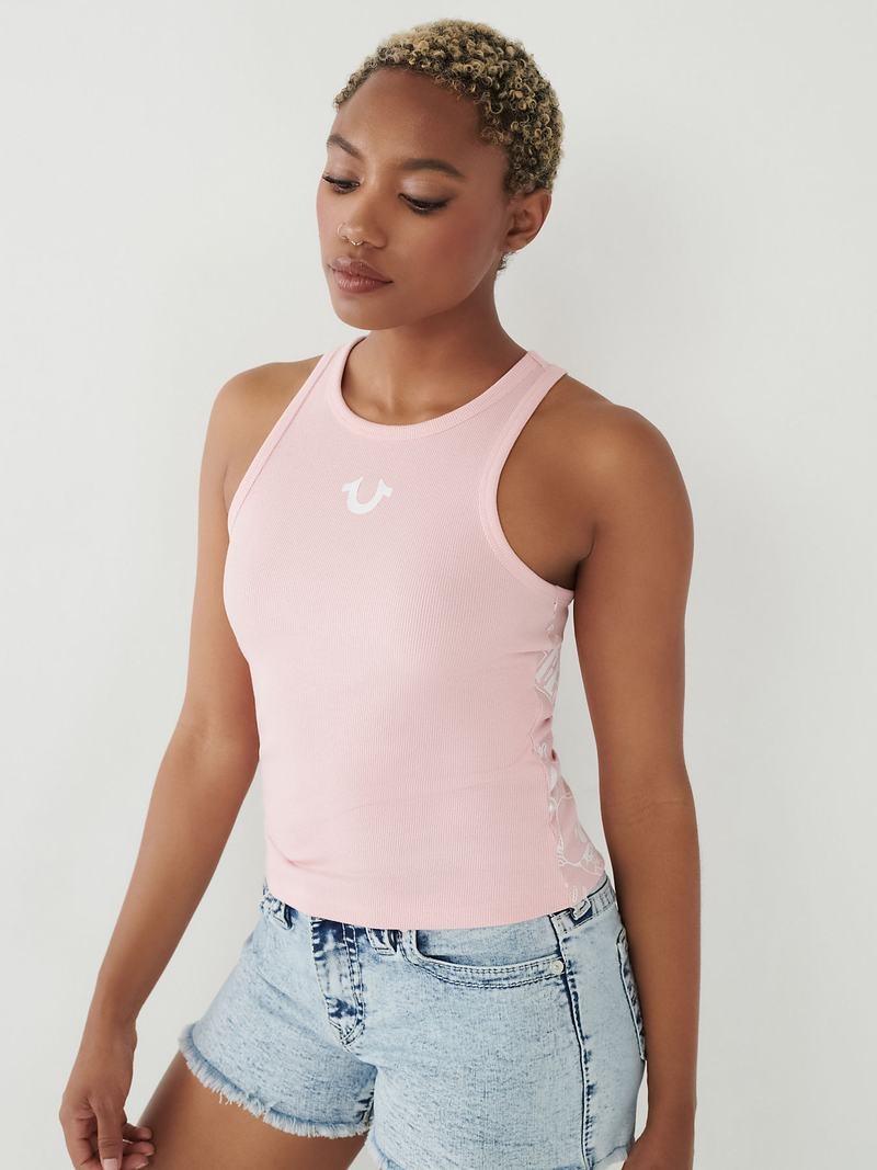 True Religion Buddha Logo Tanktop Damen Rosa | 43278ZMGX