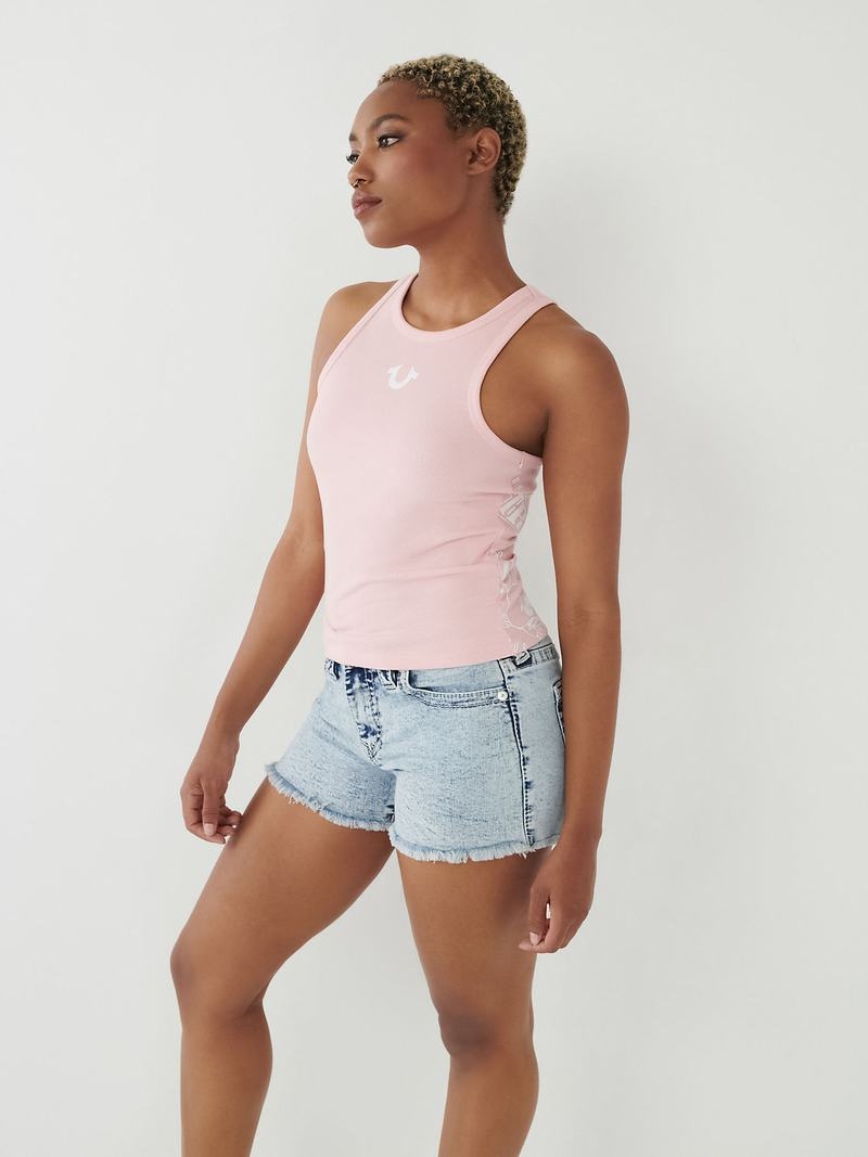 True Religion Buddha Logo Tanktop Damen Rosa | 43278ZMGX