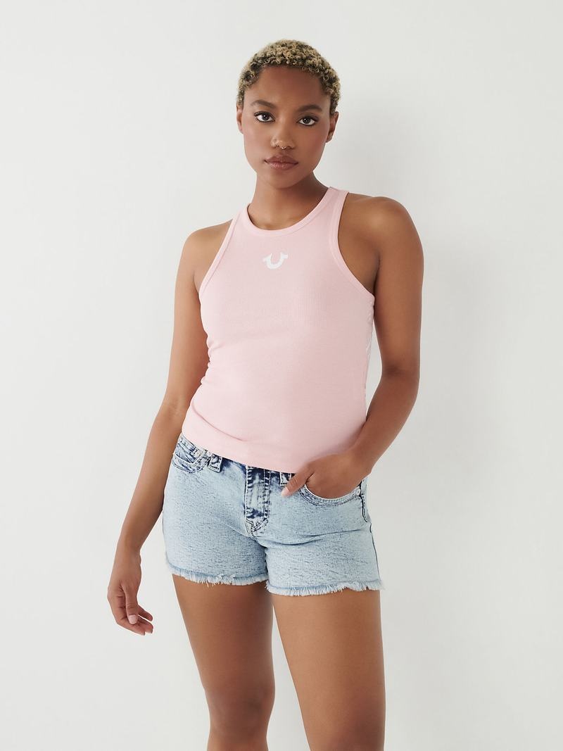 True Religion Buddha Logo Tanktop Damen Rosa | 43278ZMGX