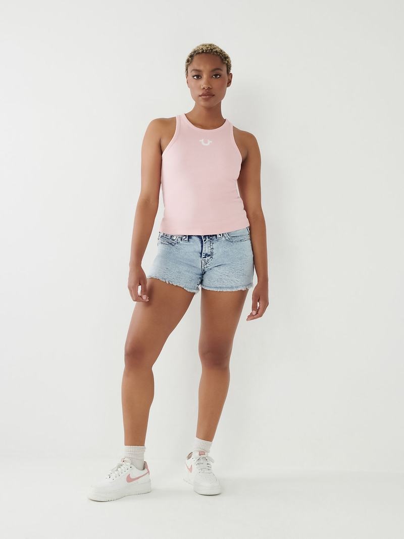 True Religion Buddha Logo Tanktop Damen Rosa | 43278ZMGX