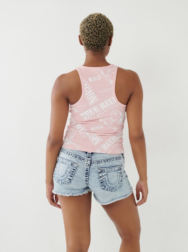 True Religion Buddha Logo Tanktop Damen Rosa | 43278ZMGX