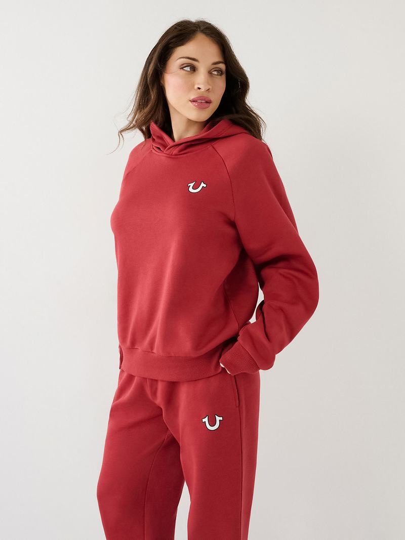 True Religion Buddha Relaxed Hoodie Damen Rot | 34150UAPE