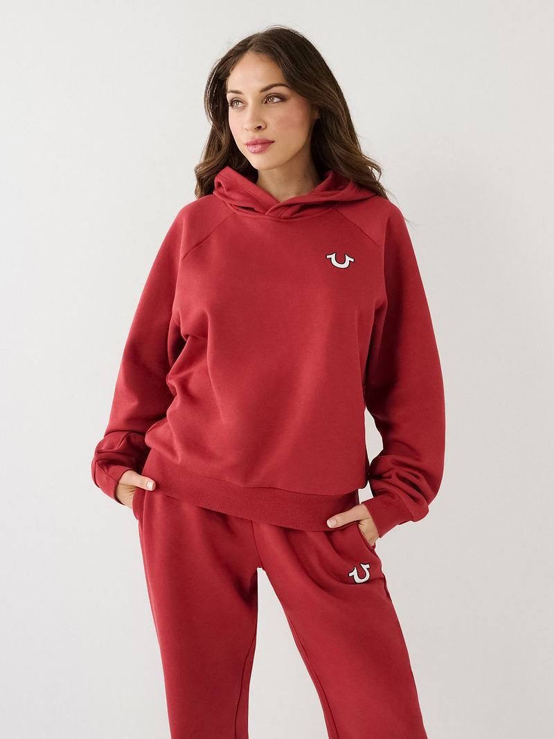 True Religion Buddha Relaxed Hoodie Damen Rot | 34150UAPE