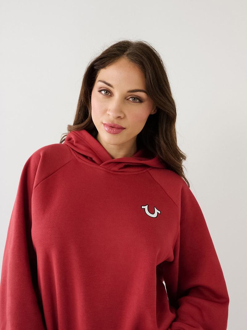 True Religion Buddha Relaxed Hoodie Damen Rot | 34150UAPE