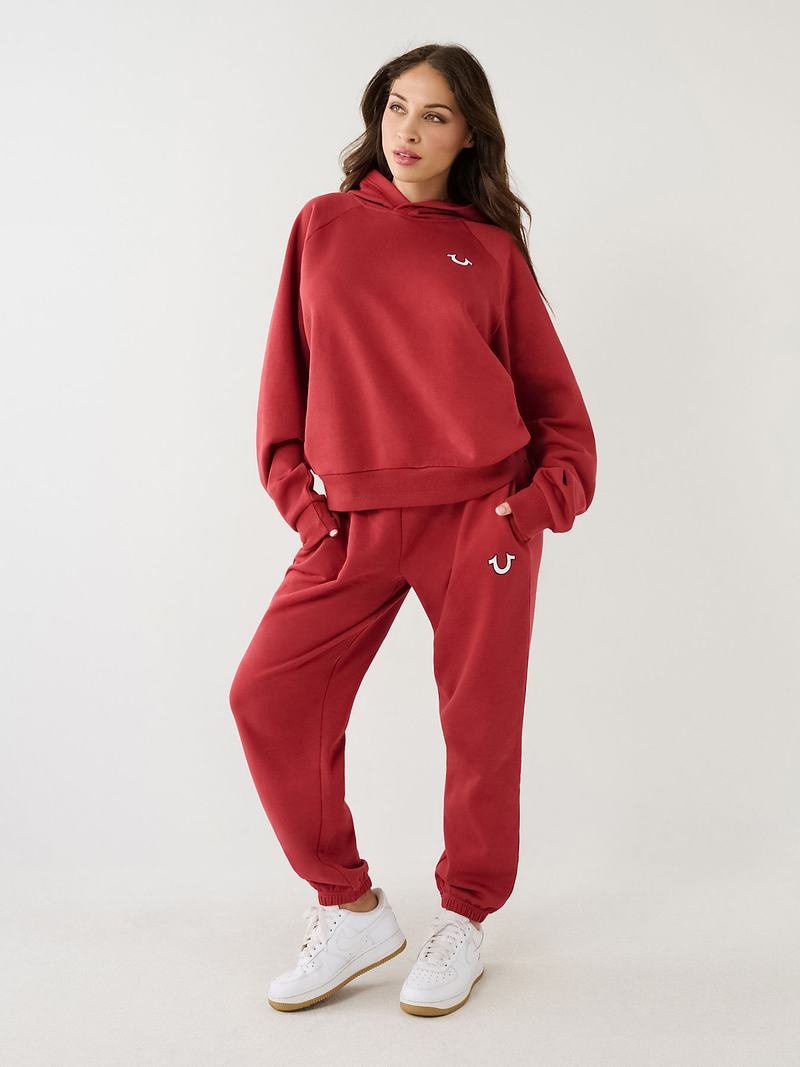 True Religion Buddha Relaxed Hoodie Damen Rot | 34150UAPE