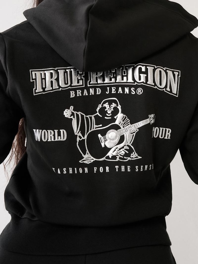 True Religion Buddha Zip Hoodie Damen Schwarz | 08425SLYQ