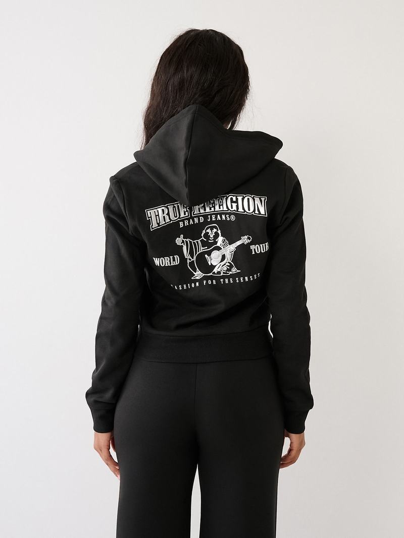 True Religion Buddha Zip Hoodie Damen Schwarz | 08425SLYQ