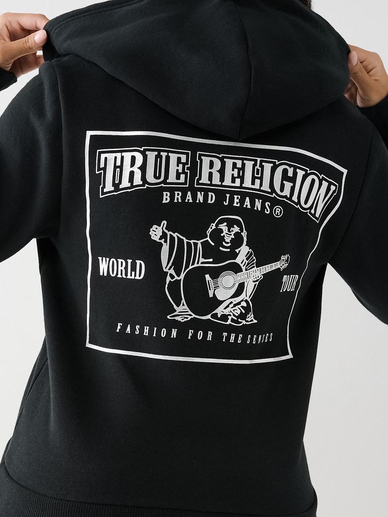 True Religion Buddha Zip Hoodie Damen Schwarz | 36971LGDX