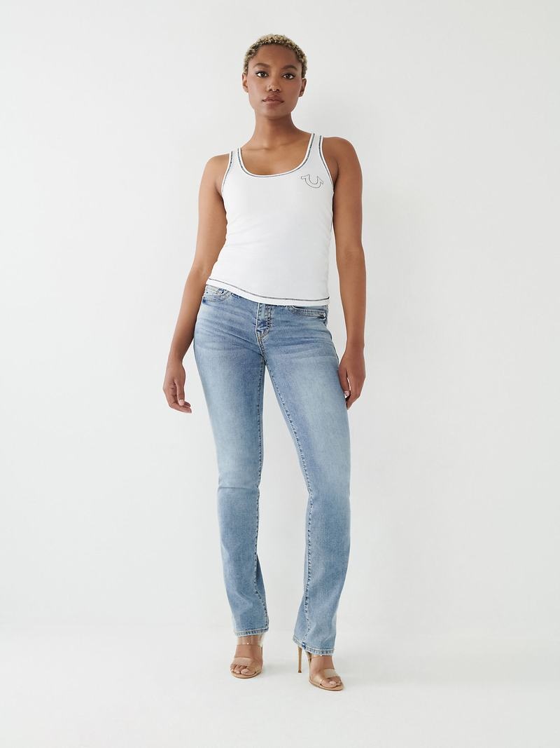 True Religion Contrast Stitch Tanktop Damen Weiß | 74165HUZI