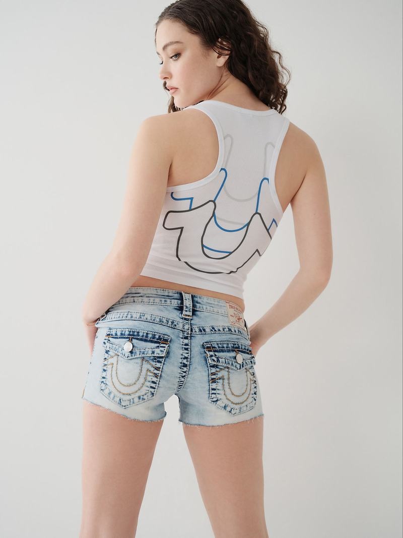 True Religion Crop Henley Tanktop Damen Weiß | 91567BGUA