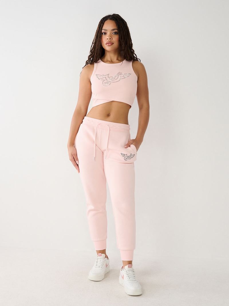 True Religion Crystal Crop Tanktop Damen Rosa | 38690YMCP