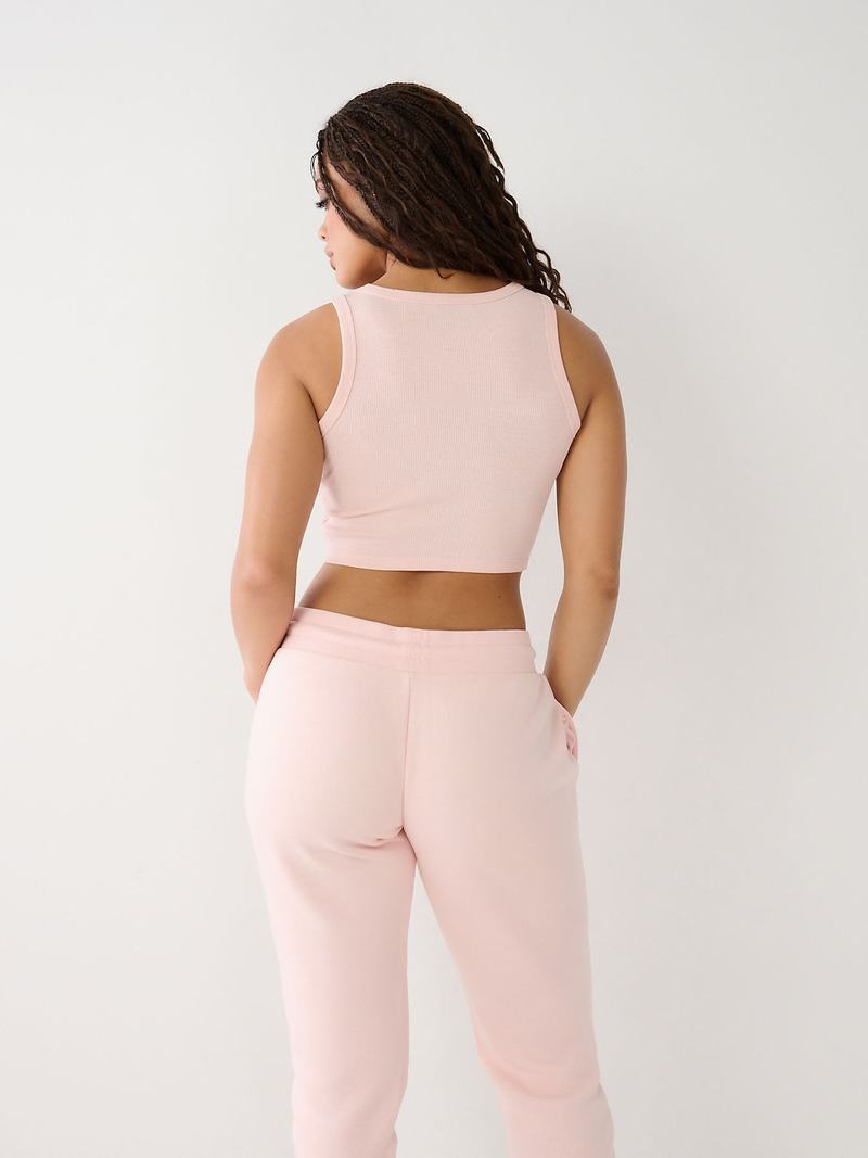 True Religion Crystal Crop Tanktop Damen Rosa | 38690YMCP