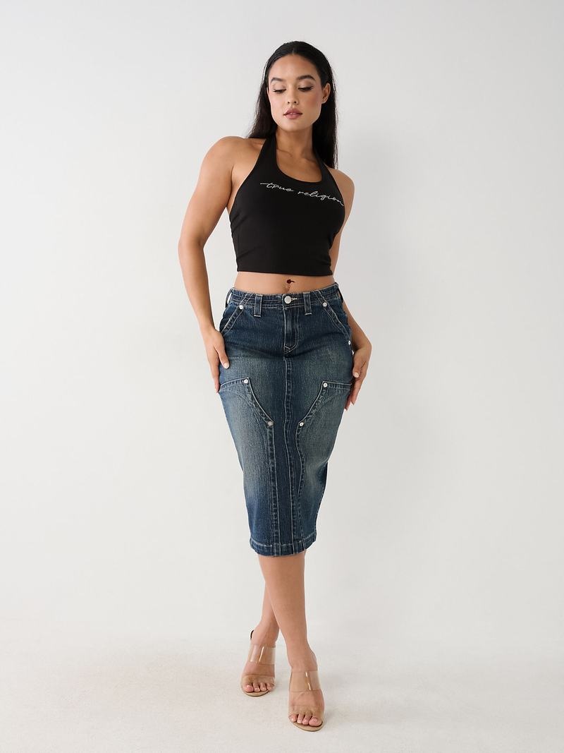 True Religion Crystal Halter Oberteile Damen Schwarz | 98712JFWN