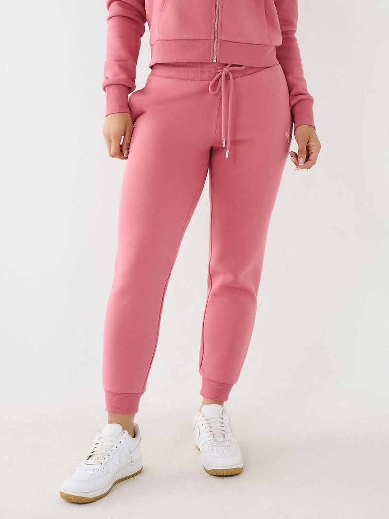 True Religion Crystal Horseshoe Mid Rise Jogginghose Damen Rosa | 47908FKDH