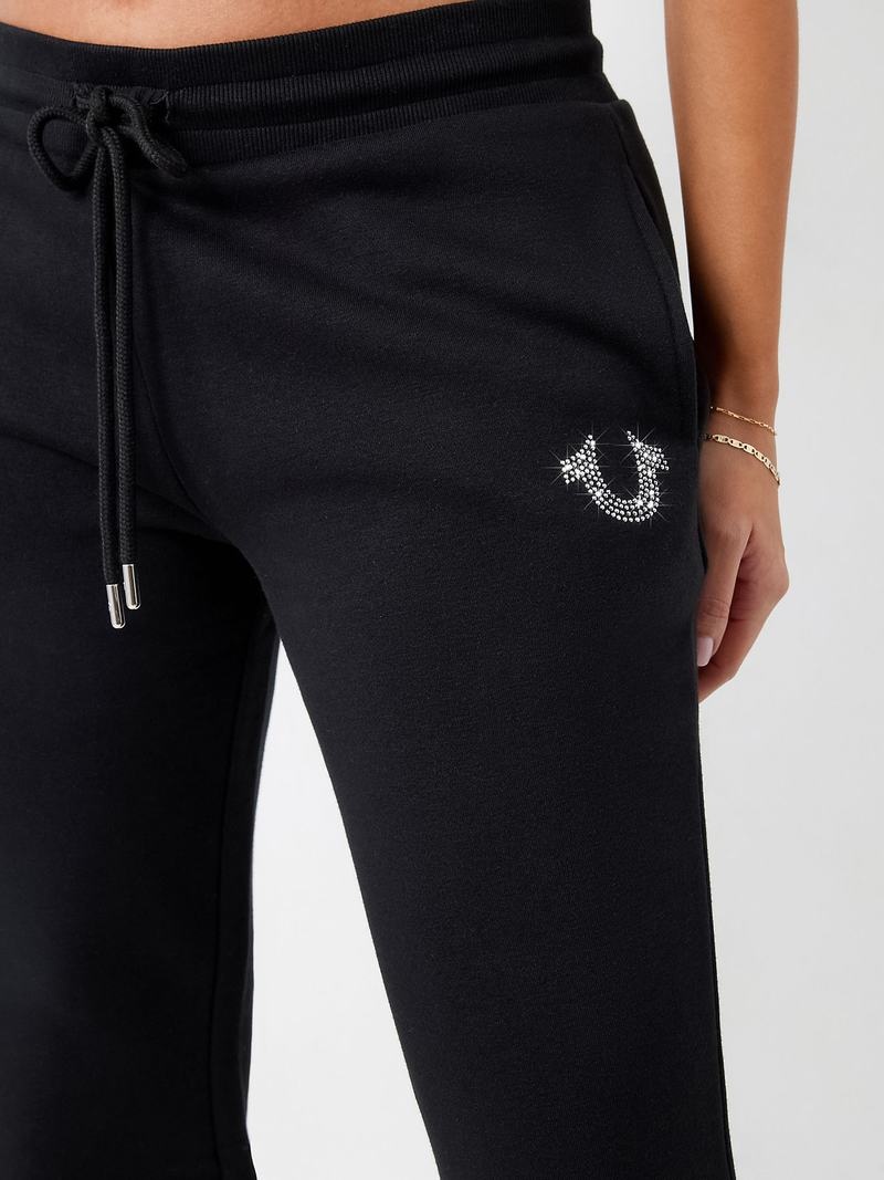 True Religion Crystal Horseshoe Mid Rise Jogginghose Damen Schwarz | 79485YBWA