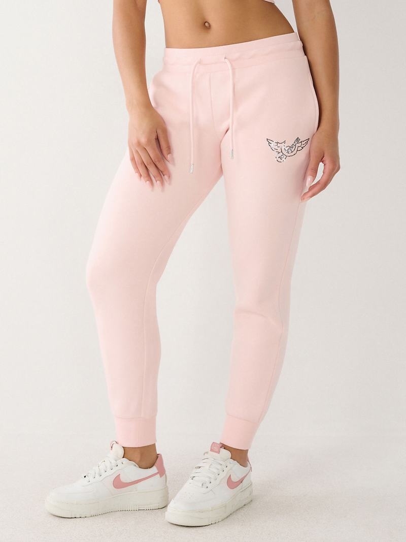 True Religion Crystal Logo Jogginghose Damen Rosa | 65801DACU