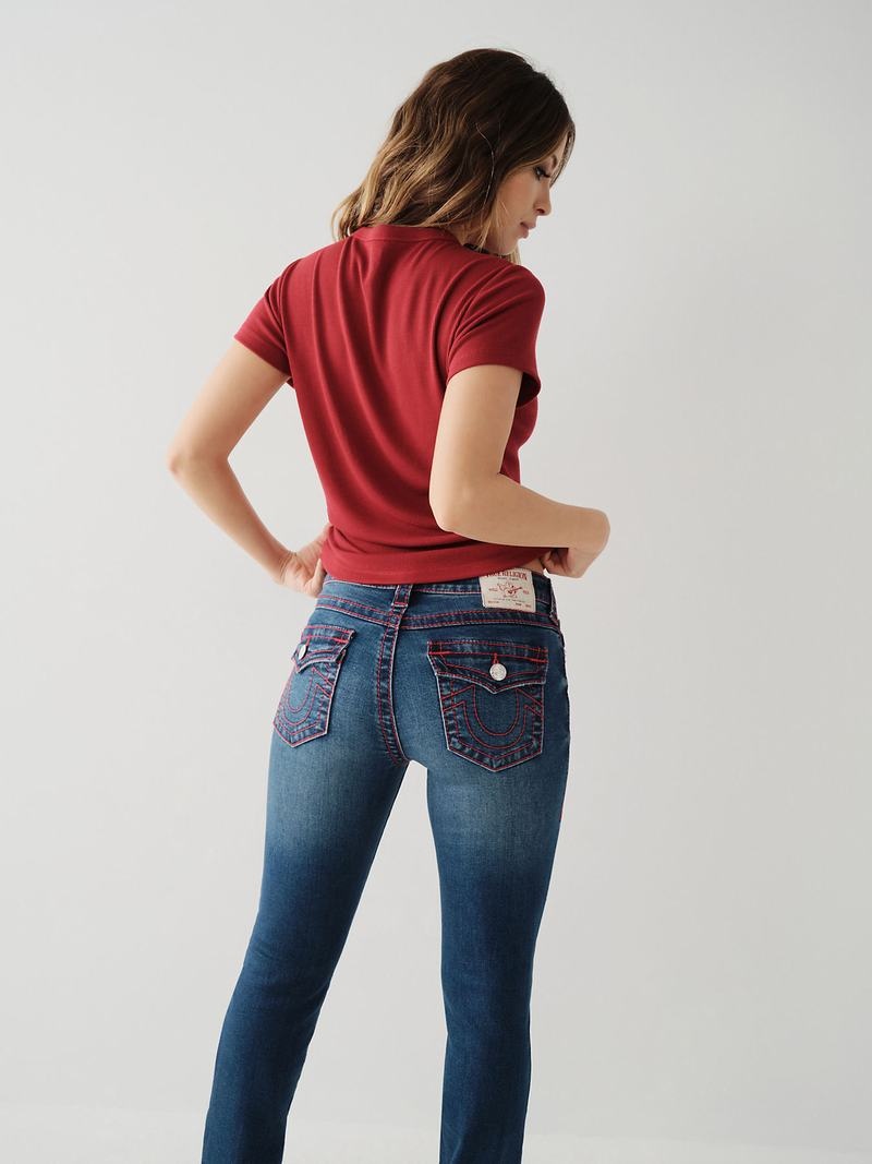 True Religion Crystal Logo T-Shirts Damen Rot | 40927CYAI