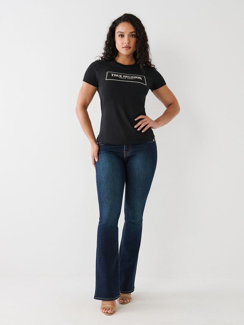 True Religion Crystal Logo T-Shirts Damen Schwarz | 19674WGYD