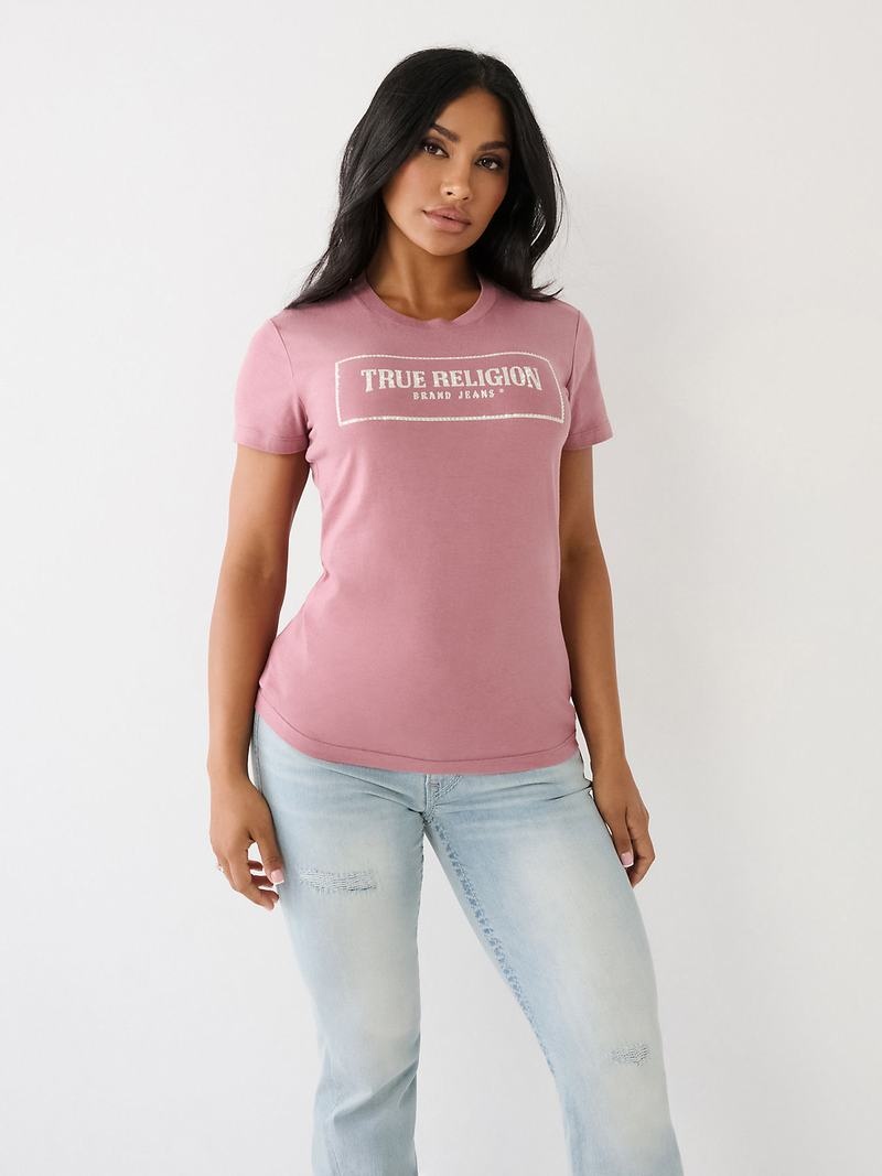 True Religion Crystal Logo T-Shirts Damen Lila | 38705UOXP