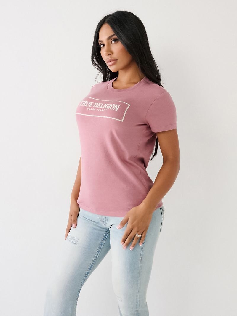 True Religion Crystal Logo T-Shirts Damen Lila | 38705UOXP