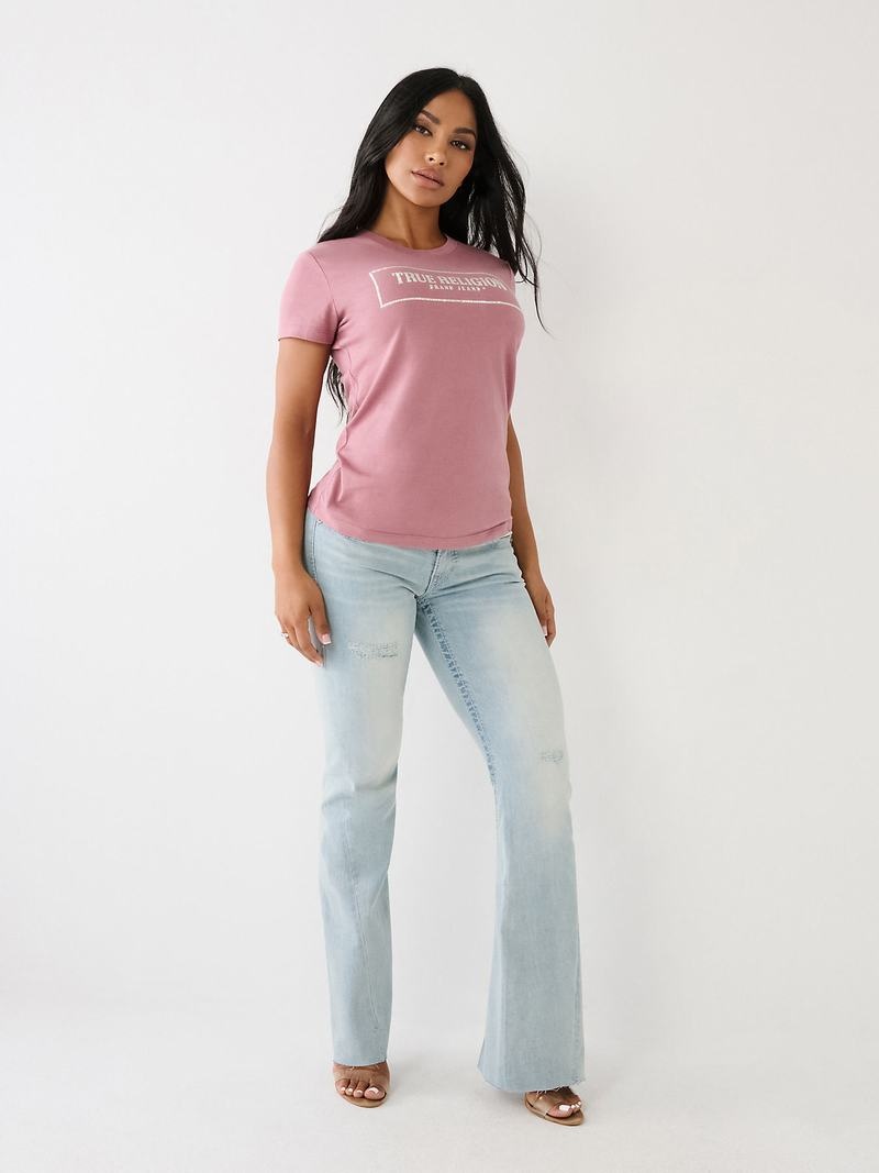 True Religion Crystal Logo T-Shirts Damen Lila | 38705UOXP