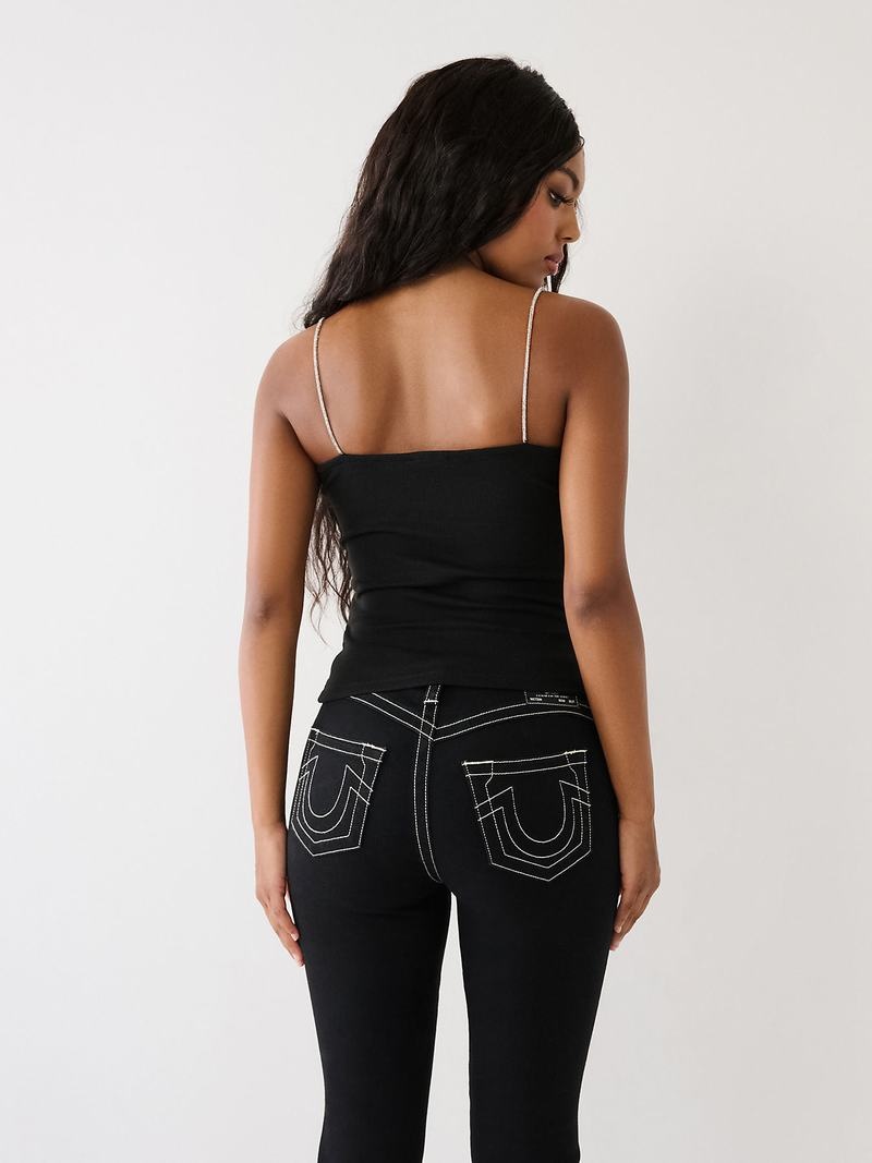 True Religion Crystal Logo Tanktop Damen Schwarz | 34956JOBW