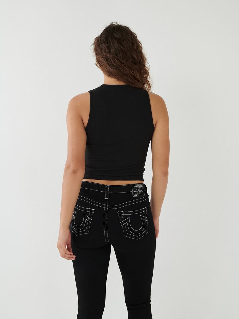 True Religion Crystal Logo Tanktop Damen Schwarz | 97058SGVF