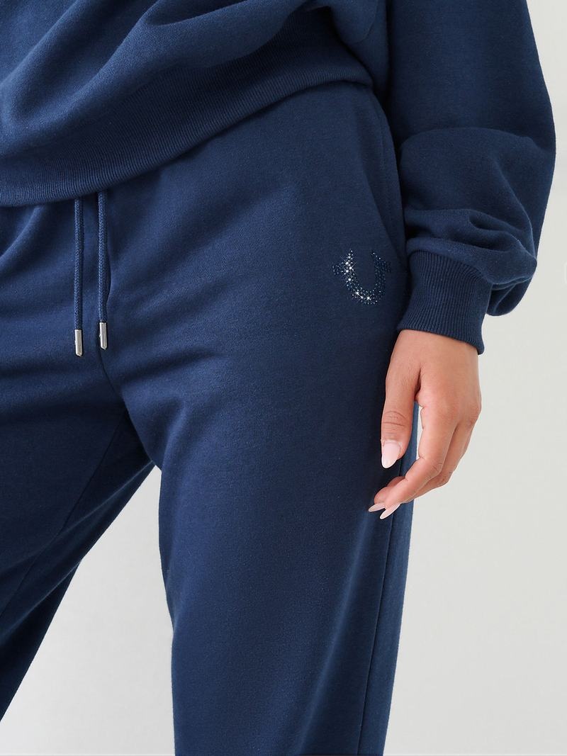 True Religion Crystal Relaxed Jogginghose Damen Navy Blau | 27495XPOE