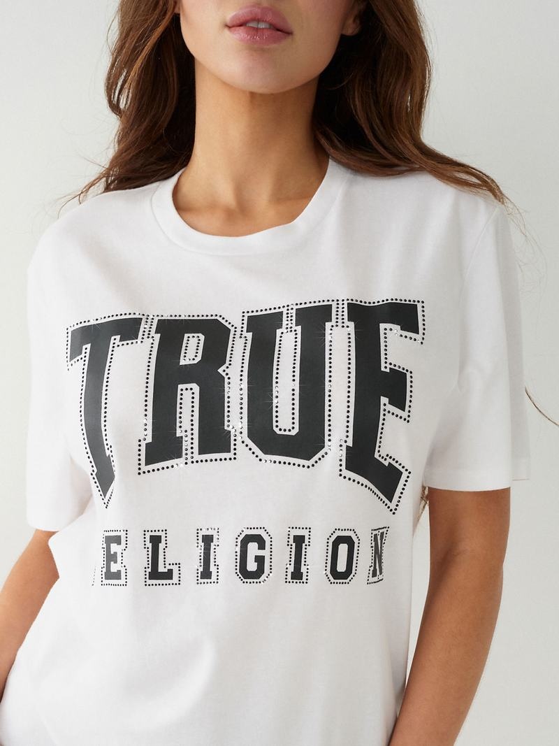 True Religion Crystal True Relaxed T-Shirts Damen Weiß | 52613IYBL