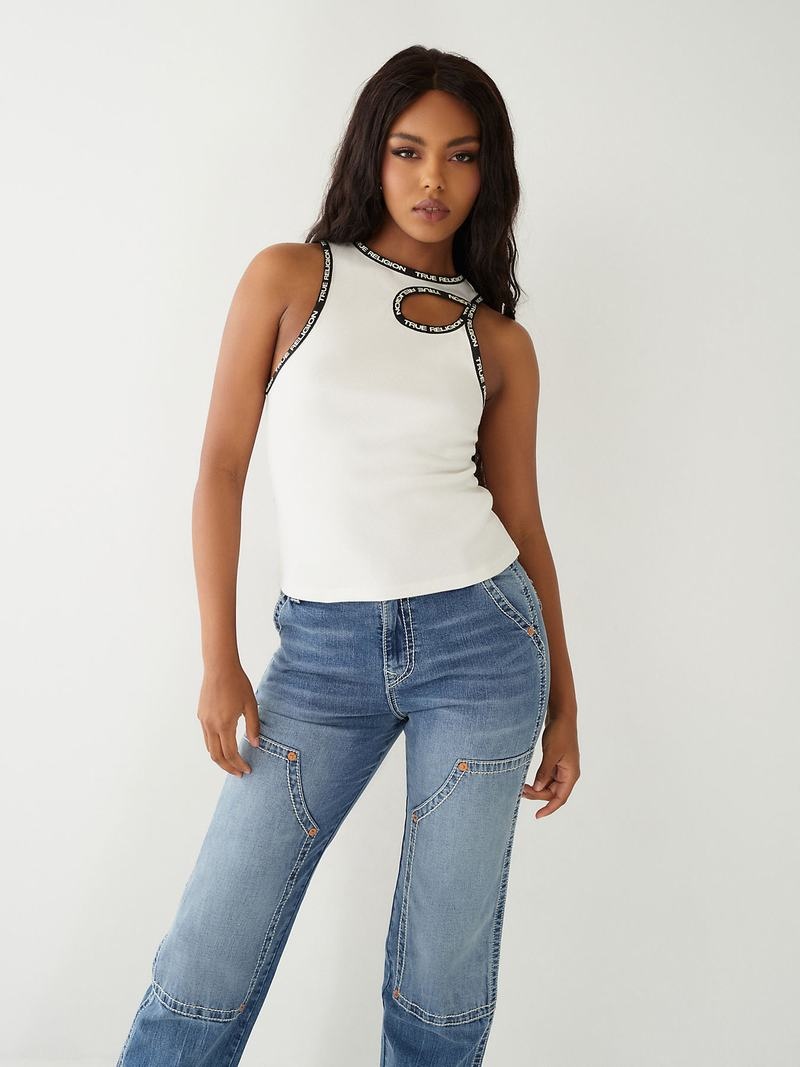 True Religion Cut Out Tanktop Damen Weiß | 16784RGEF