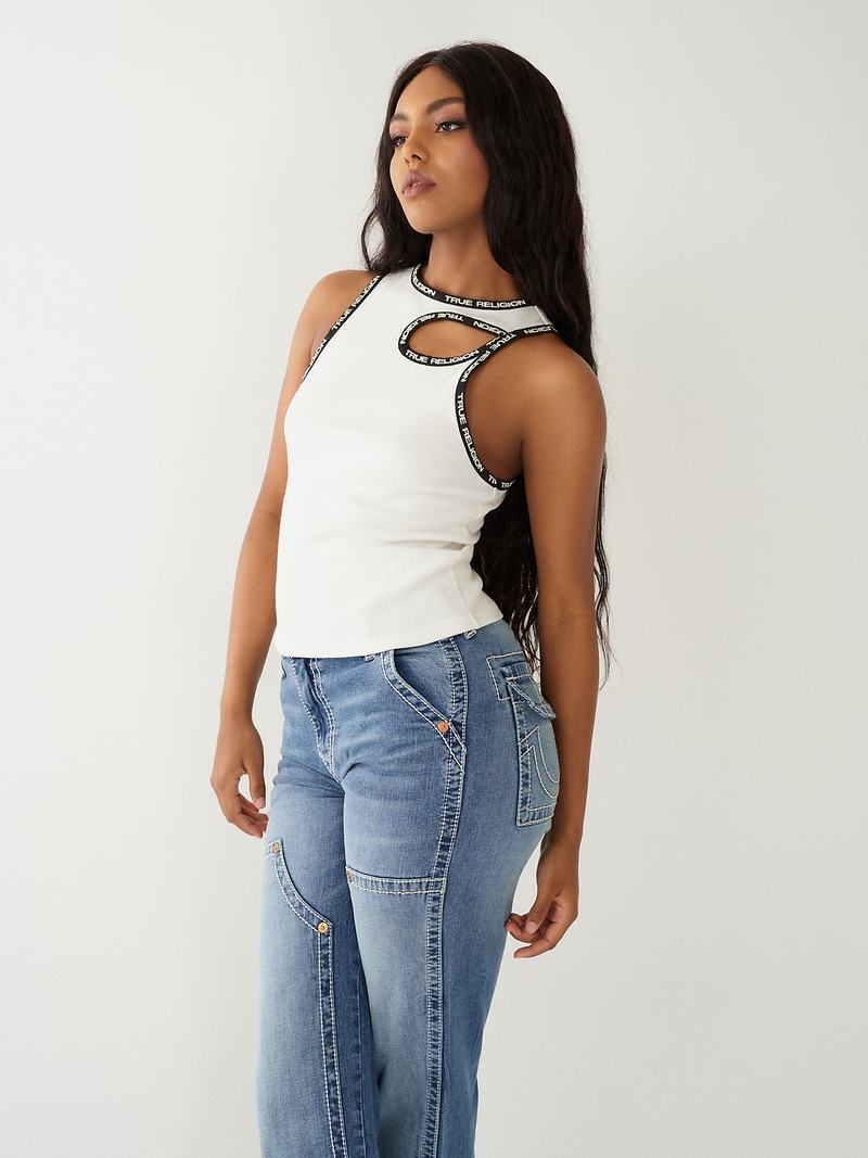 True Religion Cut Out Tanktop Damen Weiß | 16784RGEF