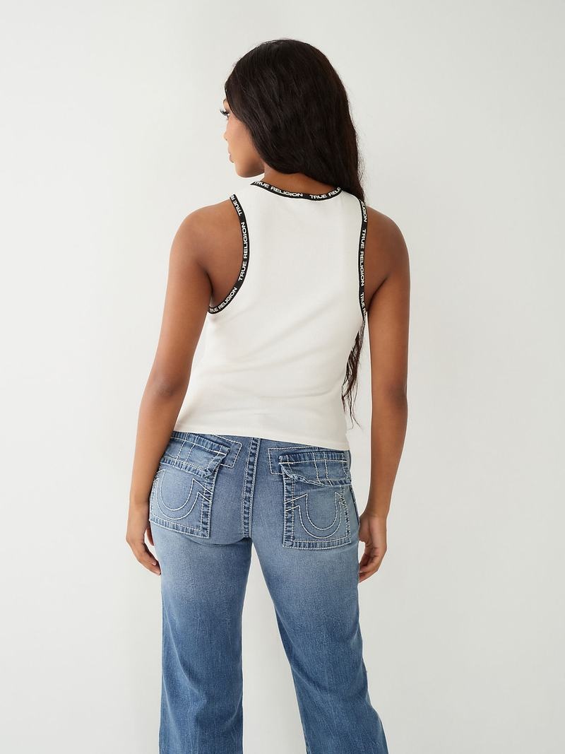 True Religion Cut Out Tanktop Damen Weiß | 16784RGEF