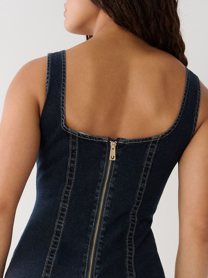 True Religion Denim Mini Kleid Damen Navy | 37206KYBH