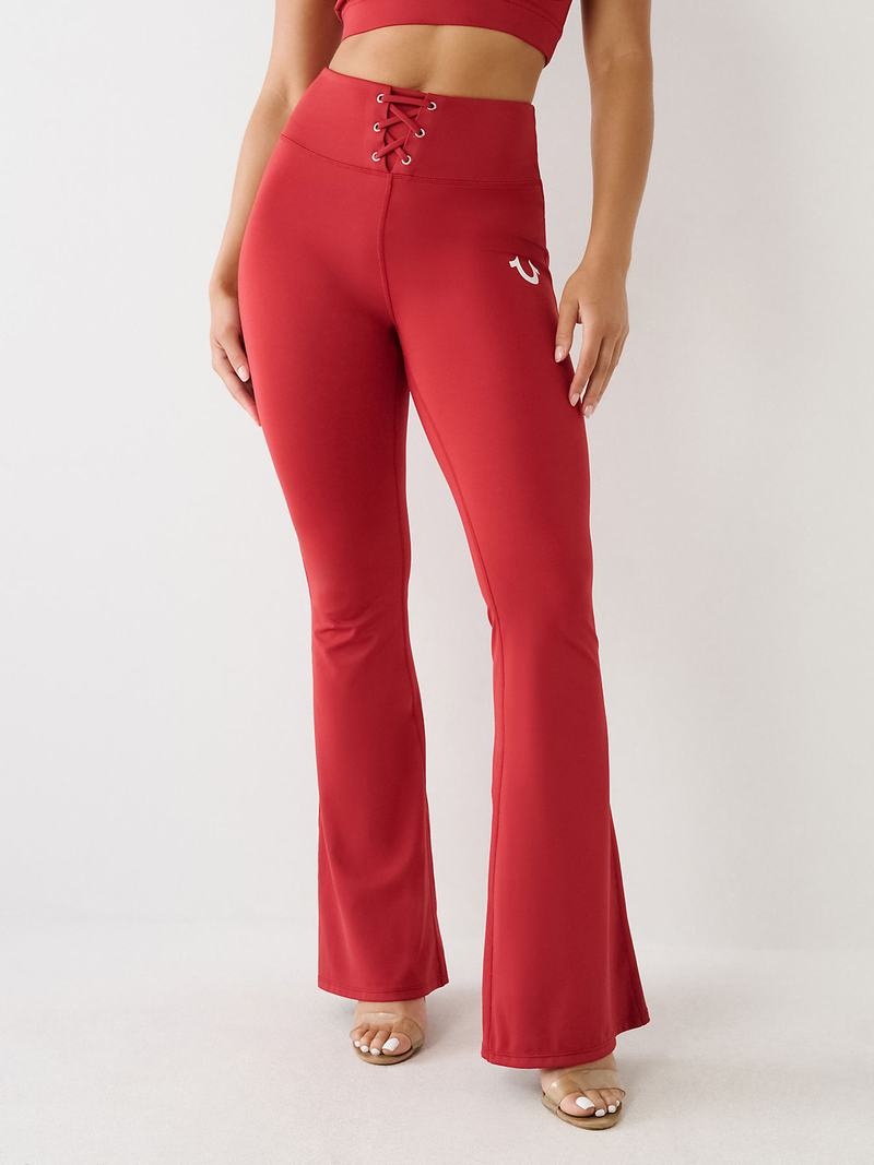 True Religion High Rise Spitze Up Flare Leggings Damen Rot | 54379RMXD